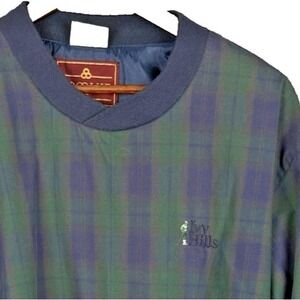 ProQuip Windshirt Mens Plaid Pullover Golf Jacket Green Blue Ivy Hills Crest XL